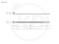 T & B - Kabelbinder mit Stahlzunge, 6,9 x 617 mm, schwarz - genaue Mae