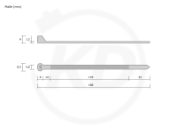 T & B - KB mit Stahlzunge aus Polypropylen, 4,8 x 186 mm, schwarz - genaue Mae