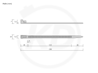 7,6 x 150 mm Cable ties, releasable, black - exact measurements
