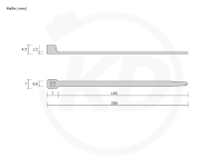 4.8 x 200 mm outside serrated cable ties, natural - exact measurements