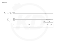 3.6 x 300 mm Kabelbinder mit Stopper, schwarz - genaue Mae