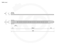 12.6 x 300 mm cable ties, natural - exact measurements