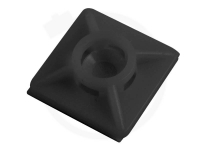 Adhesive bases with screwhole, black 19 x 19 mm, 100 pieces