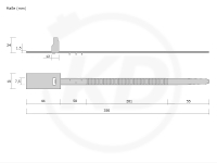 7.5 x 350 mm Kabelbinder mit Beschriftungsfeld, wei - genaue Mae