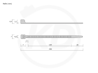 4.8 x 200 mm cable ties, olive - exact measurements