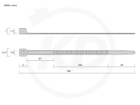 7.8 x 540 mm UV resistant cable ties, black - exact measurements