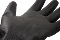 Polyester gloves with PU coating, black, size 7