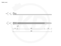 8,5 x 500 mm Cable ties, releasable, black - exact measurements
