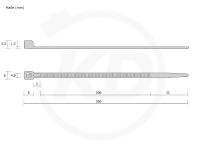 4.8 x 550 mm cable ties, natural - exact measurements
