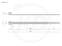 6.5 x 350 mm cable ties, natural - exact measurements