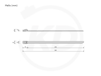 3.6 x 200 mm stainless steel ties, 316 SS - exact measurements