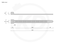 12.6 x 225 mm PREMIUM Kabelbinder, natur - genaue Mae