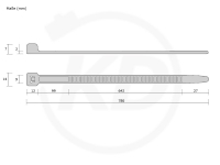 9.0 x 780 mm PREMIUM Kabelbinder, schwarz - genaue Mae