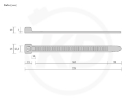 12.6 x 225 mm PREMIUM Kabelbinder, schwarz - genaue Mae