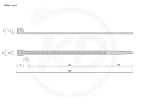 5.5 x 350 mm cable ties, natural - exact measurements