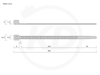 6.5 x 500 mm Kabelbinder, natur - genaue Mae