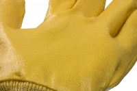 Baumwollhandschuhe mit Nitrilbeschichtung, gelb, Gr. 10