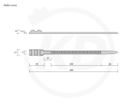 9 x 360 mm flat-head cable ties, green - exact measurements