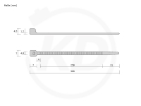 4.8 x 300 mm PA 6 cable ties, natural - exact measurements