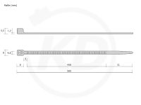 4.5 x 500 mm detectable cable ties - exact measurements