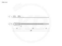 3.6 x 150 mm cable ties with mounting lug, black - exact measurements