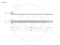 9.0 x 780 mm Kabelbinder wiederlösbar, natur, 100 Stück