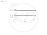 3,6 x 100 mm Kabelbinder, schwarz - genaue Mae