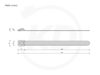 12 x 520 mm stainless steel ties, 304 SS - exact measurements