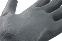 Nylon gloves with PU coating, grey, size 8