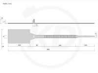 9.0 x 450 mm Kabelbinder mit Beschriftungsfeld - genaue Mae
