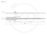 3.3 x 230 mm Kabelbinder mit Beschriftungsfeld - genaue Mae