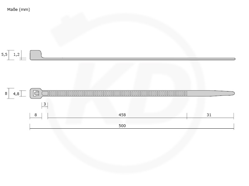 Kabelbinder 4,8 x 500 mm, weiß 100 Stück