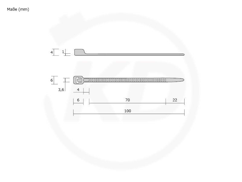 100 Stück 10,6 x 43mm Kabelbinder Montagedübel schwarz (Typ A