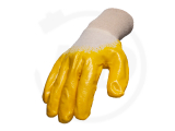 Baumwollhandschuhe mit Nitrilbeschichtung, gelb, Gr. 7