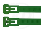7,5 x 370 mm Kabelbinder, wiederlösbar, grün 100 Stück