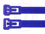 7,5 x 370 mm Kabelbinder, wiederlösbar, blau 100 Stück